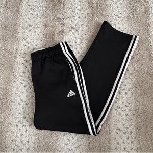 Adidas Kids Black Joggers with White Stripes